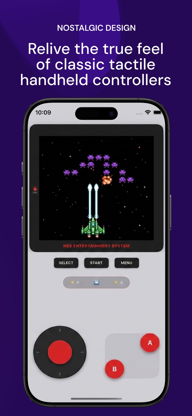 RetroNexus App Store preview showing classic handheld controller design